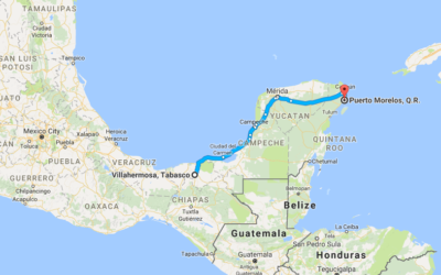Villahermosa to Puerto Morelos – 5th and final day of our road trip