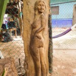 Woman sculpted in wood